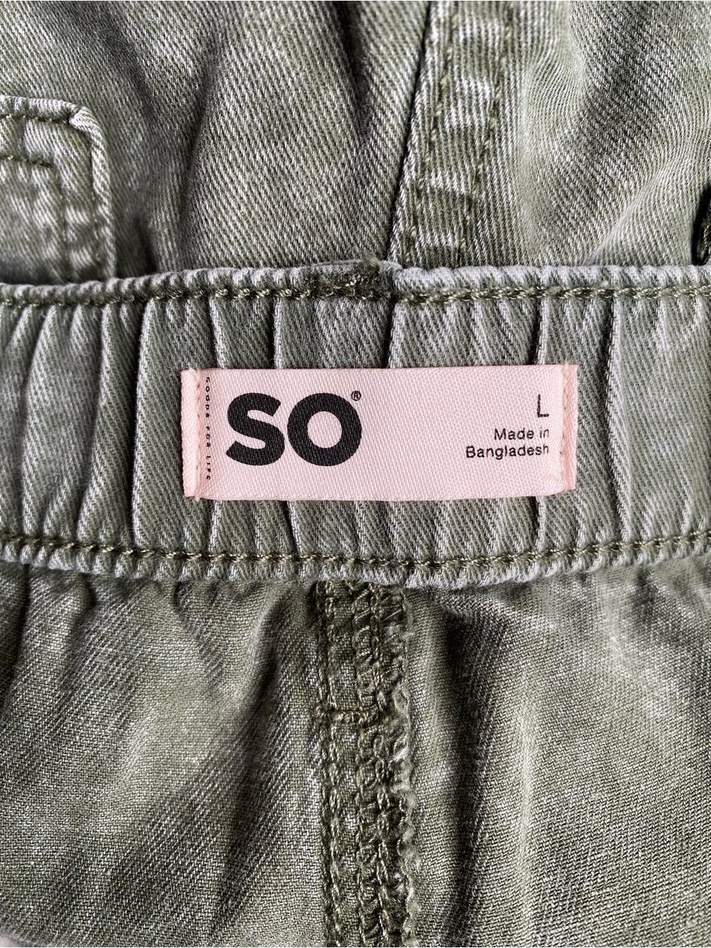 SO Olive Green Cargo Wide Leg Pants 100% Cotton Size L - Picture 7 of 10